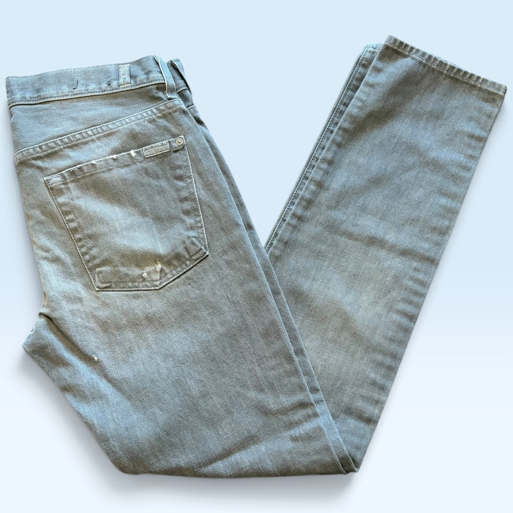 7 For All Mankind Paxtyn Jeans Mens 32x32 Gray Slim Skinny Distressed Denim
